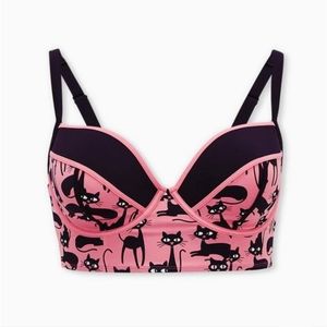Torrid Retro Pink with Black Cats Bikini Top